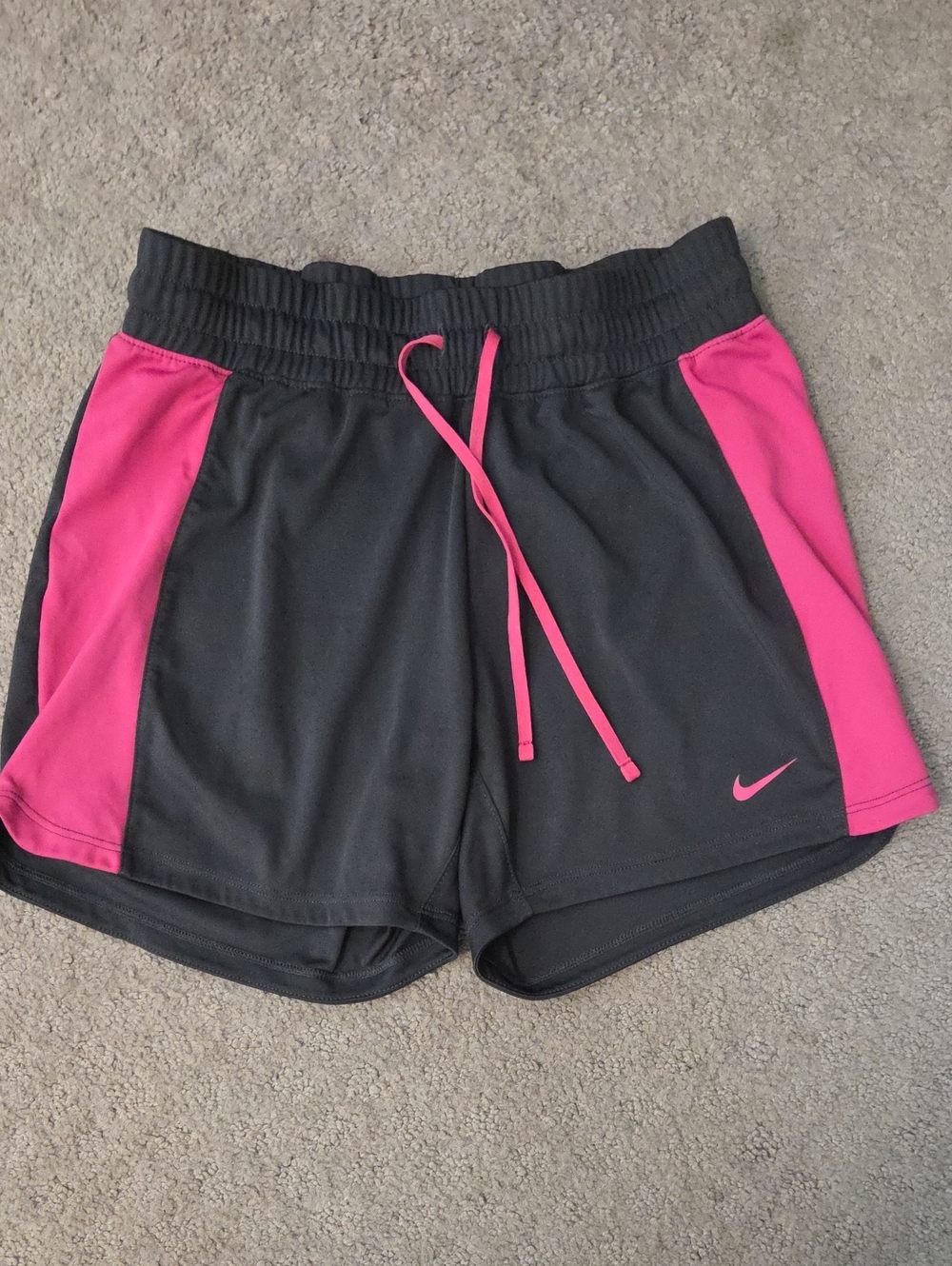 Nike Women's Black Athletic Shorts with Pink Trim